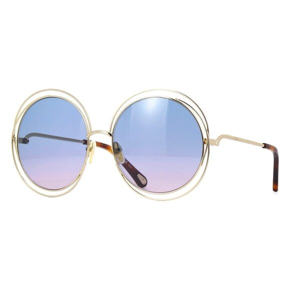 New CHLOE Gold Round CH0045S 003 Sunglasses Women - Picture 1 of 3